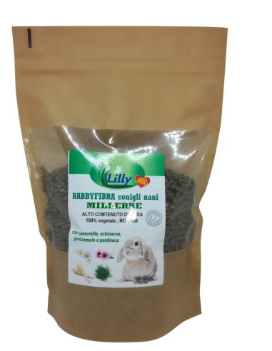 RABBYFIBRA MILLERBE Conigli nani Alimento bilanciato, formulato Senza Cereali, 100% vegetale, NO OGM