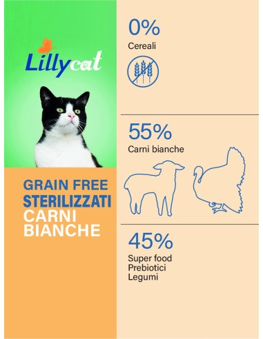 LILLY NATURAL CAT - ADULTO STERILIZZATO - GRAIN FREE CARNI BIANCHE